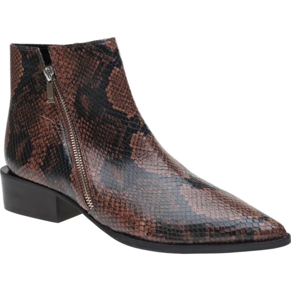 Marc Fisher LTD Brown Snake Print Vincent Bootie 5.5 M